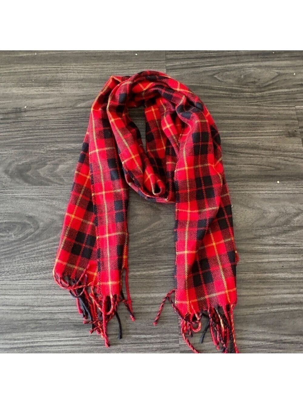 Christian Dior Classic Fall Red Black Plaid Scarf